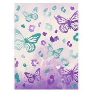 Butterfly Leopard Purple White Tablecloth