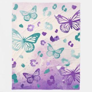 Butterfly Leopard White Fleece Blanket