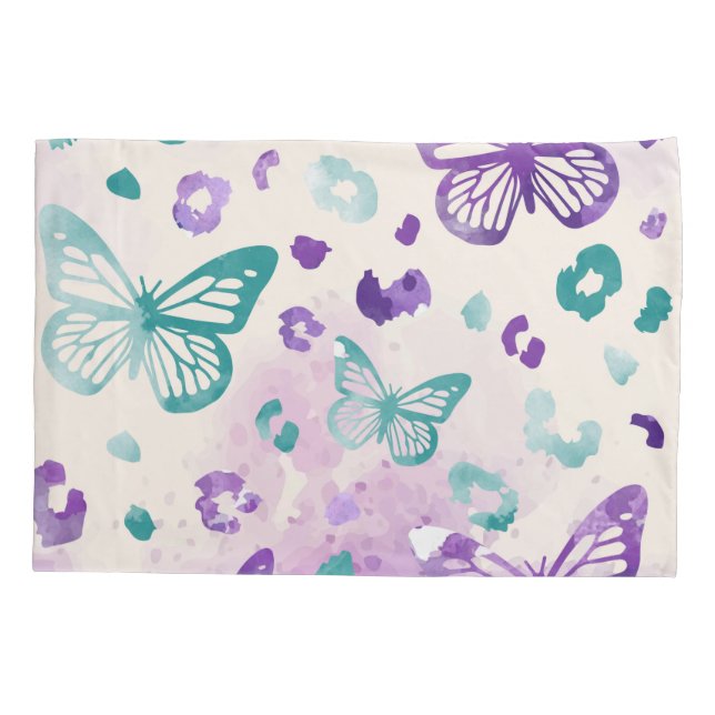 Butterfly Leopard White Pillowcase (Back-Left)