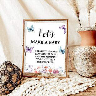Butterfly let's make a Baby Baby Shower Game sign