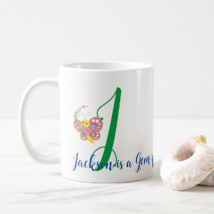 Butterfly Letter J Floral Mug