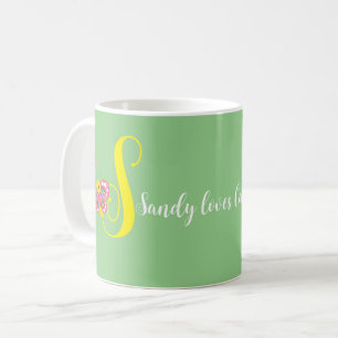 Butterfly Letter S Floral Mug