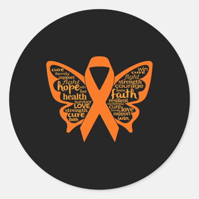 Butterfly Leukaemia Awareness  Classic Round Sticker (Front)