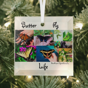Butterfly Life Glass Tree Decoration