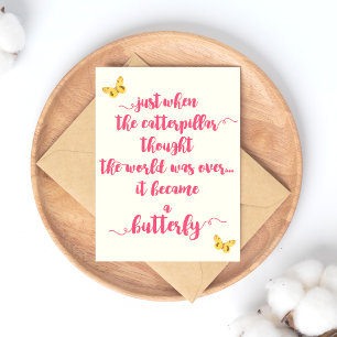 Butterfly - Life struggles - Inspirational Quote Postcard