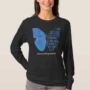 Butterfly Light Blue Ribbon Asthma And Allergy Awa T-Shirt