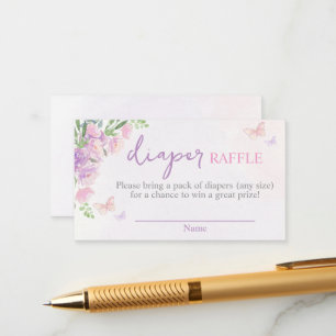 Butterfly lilac Pink Diaper Raffle Enclosure Card