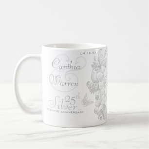 Butterfly Lilies 25th Silver Wedding Anniversary Coffee Mug
