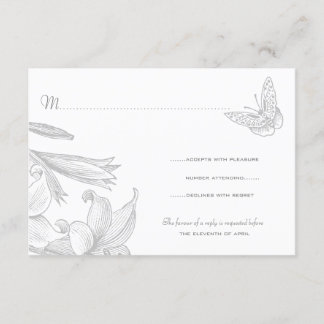 Butterfly Lilies Silver Wedding Anniversary RSVP