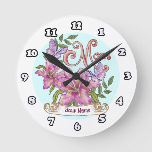 Butterfly Lily Mum clock