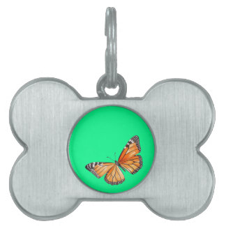 Butterfly lime green pet ID tag