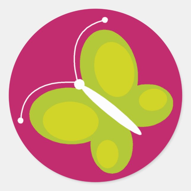 Butterfly [lime+ purple] classic round sticker (Front)
