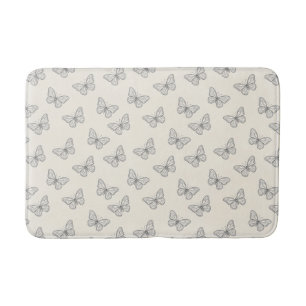 Butterfly Line Art Pattern Bath Mat