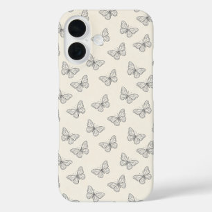 Butterfly Line Art Pattern iPhone 16 Case