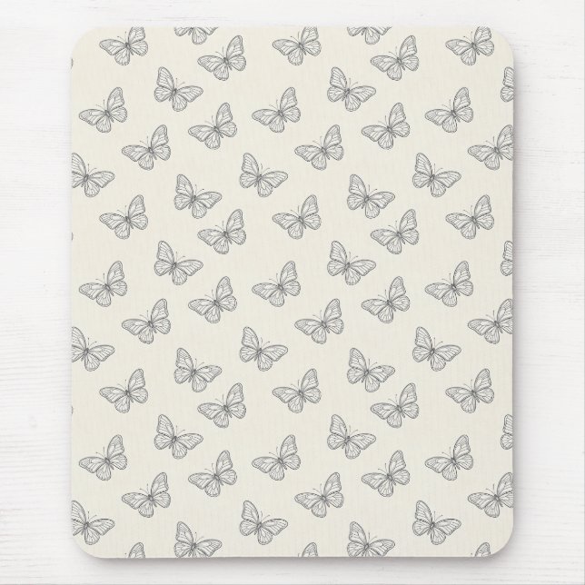 Butterfly Line Art Pattern Mouse Mat (Front)