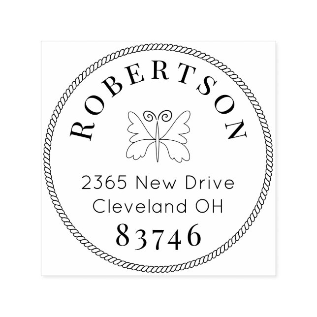 Butterfly logo and rope border simple fonts stamp (Design)