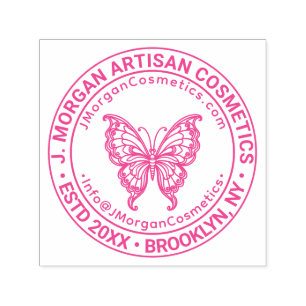 Butterfly Logo Business Name Location URL Email Self-inking Stamp