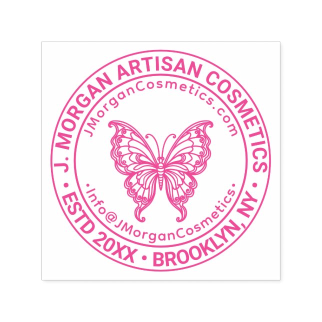 Butterfly Logo Business Name Location URL Email Self-inking Stamp (Design)