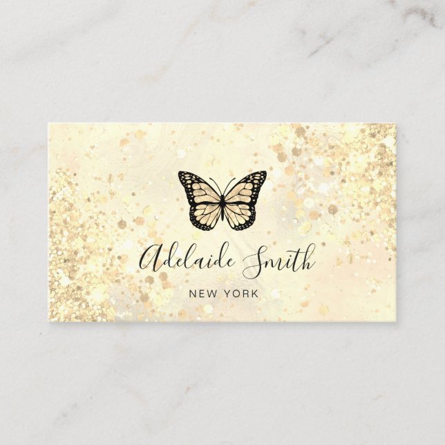 butterfly logo chunky glitter  business card (Front)