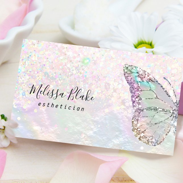 butterfly logo faux pastel glitter  business card (Creator Uploaded)