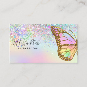 •butterfly logo faux pastel glitter business card