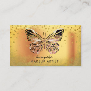 Butterfly Logo Gold Glitter Elegant Business Card