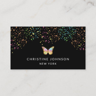 butterfly logo on black background business card