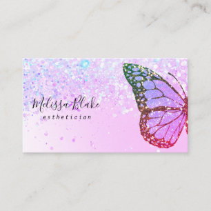 butterfly logo on faux glitter design business card