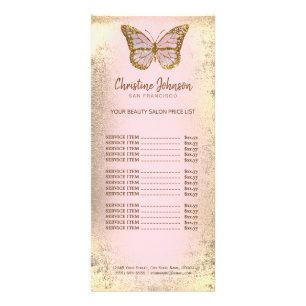 butterfly logo on faux gold foil rack card