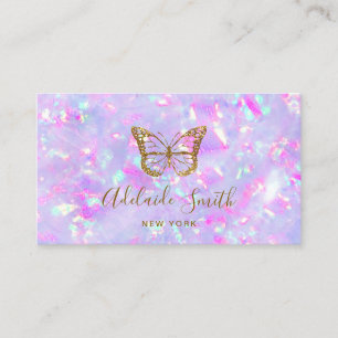 butterfly logo on opal texture business card