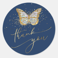 butterfly logo thank you classic round sticker