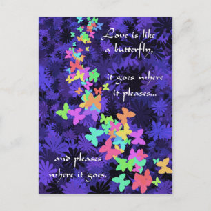 Butterfly Love/Colourful-Quote Postcard
