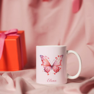 Butterfly Love Feminine Custom Name Coffee Mug