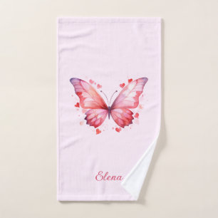 Butterfly Love   Feminine   Custom Name Hand Towel