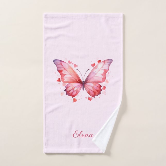 Butterfly Love | Feminine | Custom Name Hand Towel (Hand Towel)