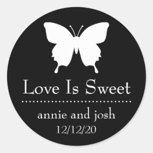 Butterfly Love Is Sweet Labels (Black)