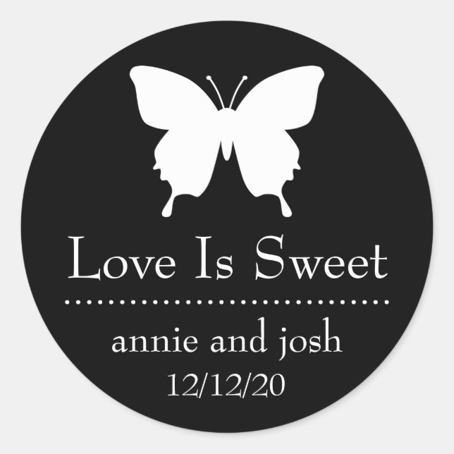 Butterfly Love Is Sweet Labels (Black) (Front)