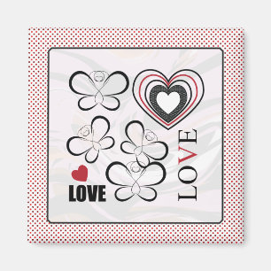 Butterfly Love Love Word Red Dots Magnet