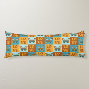 Butterfly Love Pattern Blue & Orange Gradient Body Cushion