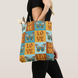 Butterfly Love Pattern   Blue & Orange Gradient Tote Bag