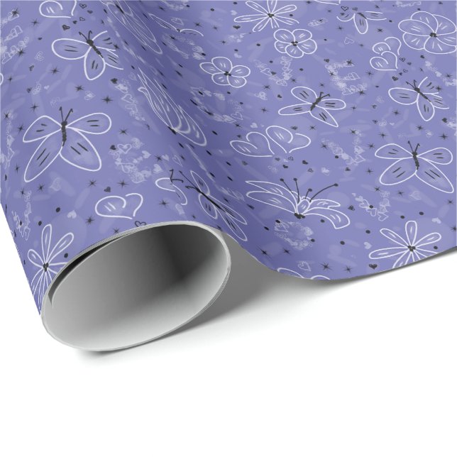 Butterfly LOVE - seamless pattern. Wrapping Paper (Roll Corner)