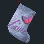 Butterfly Love Small Christmas Stocking<br><div class="desc">Love and butterflies in shades of pink,  purple,  blue,  yellow and red. Tags: butterfly,  butterflies,  love,  "i love you",  romance,  romantic,  purple,  blue,  yellow,  red,  gold,  green,  lavender,  colourful,  bright,  beautiful,  elegant,  letter,  "love letter",  classy,  classic,  contemporary,  black, </div>