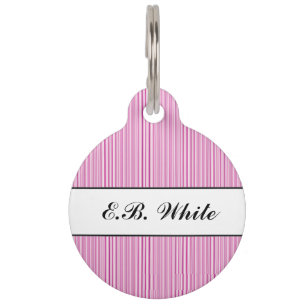 Butterfly Love White Pink Stripes Personalised Pet Tag