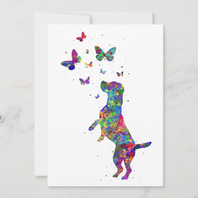 Butterfly Lover Beagle Dog Play With Butterflies Thank You Card (Front)