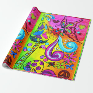 butterfly magic mushroom wrapping paper