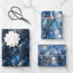 Butterfly magical enchanted pattern seamless chic wrapping paper sheet<br><div class="desc">Three different sheets based on the same colour scheme and design emit a luxurious, elegant and chic look to this design. Each sheet has butterflies with their wings spread open set against a dark blue background infused with faux sparkling bokeh shimmer lights and fireflies. The butterflies appear to sparkle gently....</div>