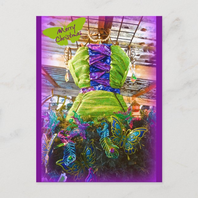 Butterfly Mannequin Dress Form Christmas Tree Postcard (Front)