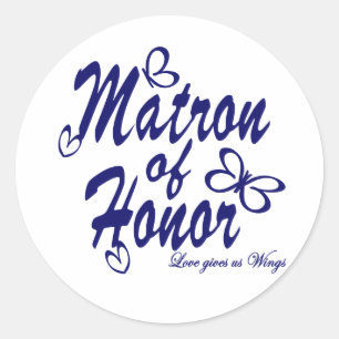 Butterfly/Matron of Honour Classic Round Sticker