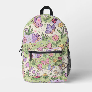Butterfly Meadow Backpack Pastel Spring Pattern