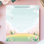 Butterfly Meadow Floral Personalised Name Notepad<br><div class="desc">Escape to a serene meadow with this charming, personalised notepad. The design features a whimsical field of pastel wildflowers and fluttering butterflies, creating a sense of peace and tranquillity. The soft, muted colours and delicate details add to the design's appeal. Customise this notepad with your own text. Perfect for journalling,...</div>